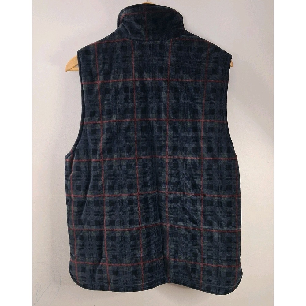 Jones New York Sport Womens Cotton Polyester Velvet Plaid Zip Up‎ Vest Pockets - Picture 7 of 9